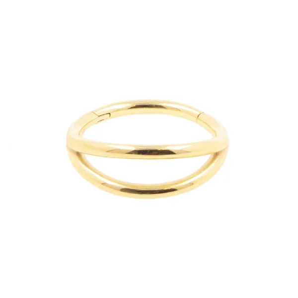 Nickel free stainless steel clicker Gold double hoop 1,2 mm