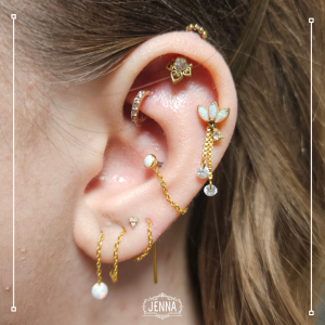 Titanium & opal ear styling