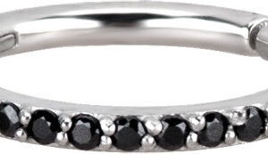 Stainless steel clicker silver 1,2 mm Black Zirconia