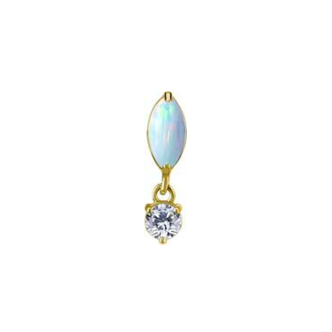 Titanium Threadless Opal Marquise Zirconia Attachment 8mm - Gold