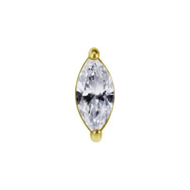 Titanium Threadless Zirconia Marquise Attachment - Gold