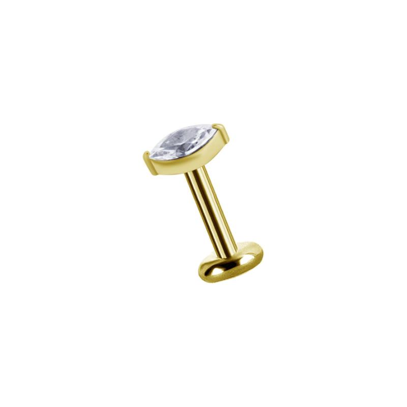 Titanium Threadless Zirconia Marquise Attachment - Gold - Afbeelding 3