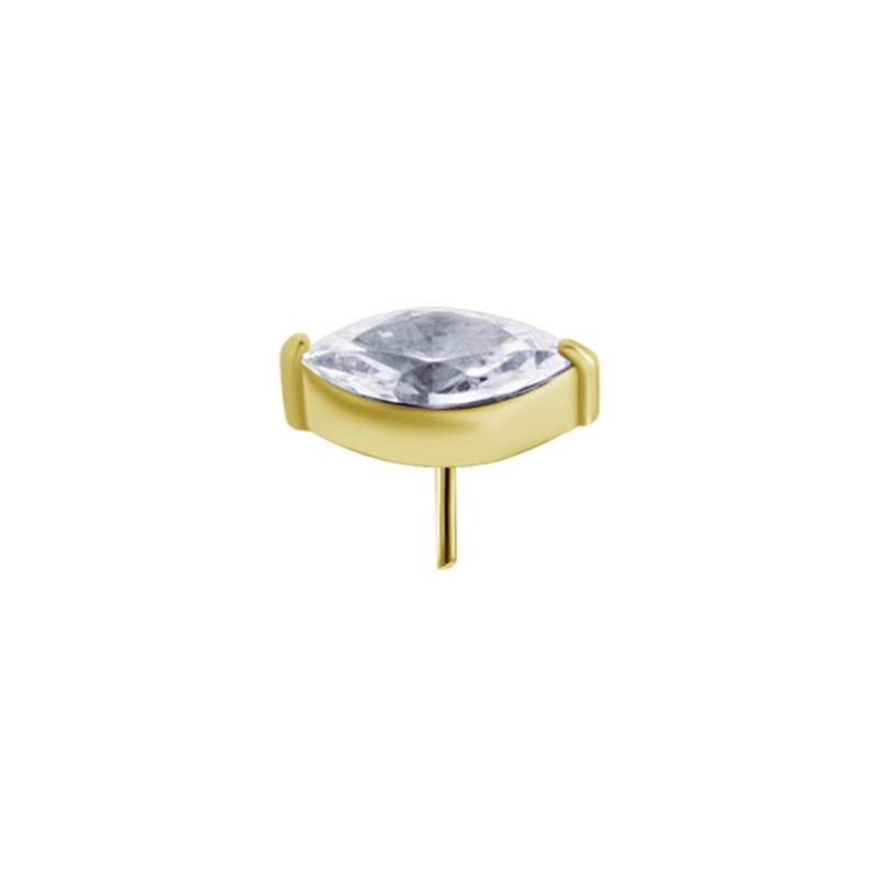 Titanium Threadless Zirconia Marquise Attachment - Gold - Afbeelding 2