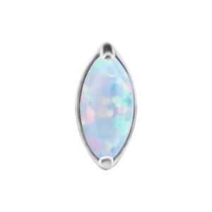 Titanium Threadless Opal Marquise Attachment - Silver