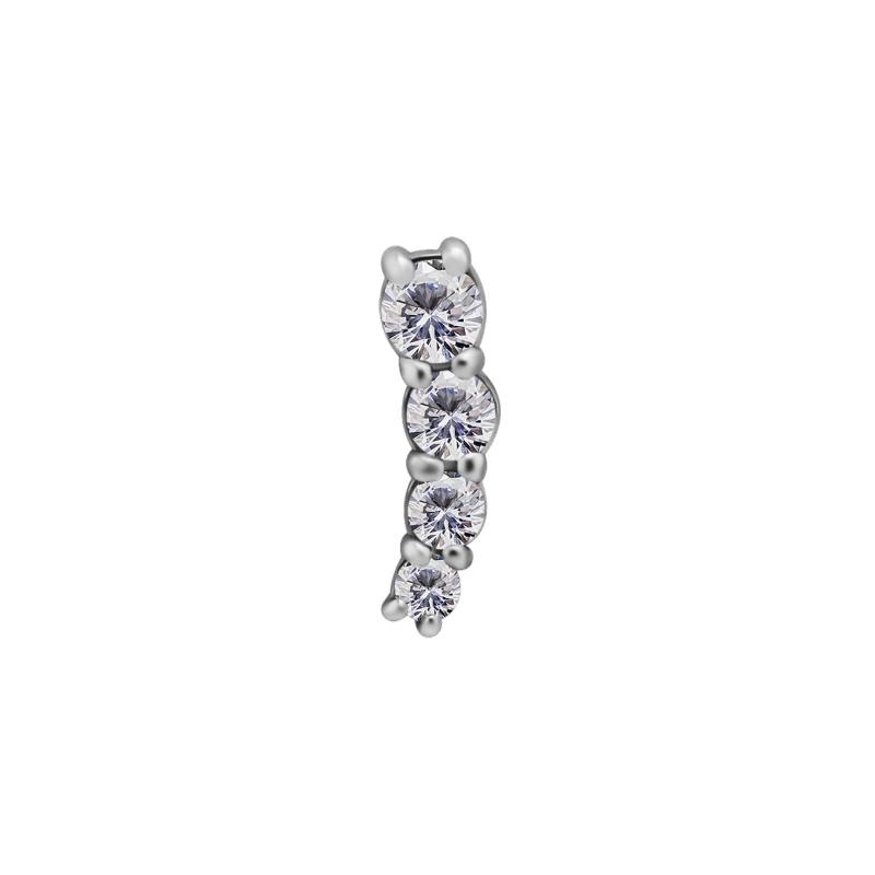 Titanium Threadless Zirconia Curved Attachment 8mm - Silver