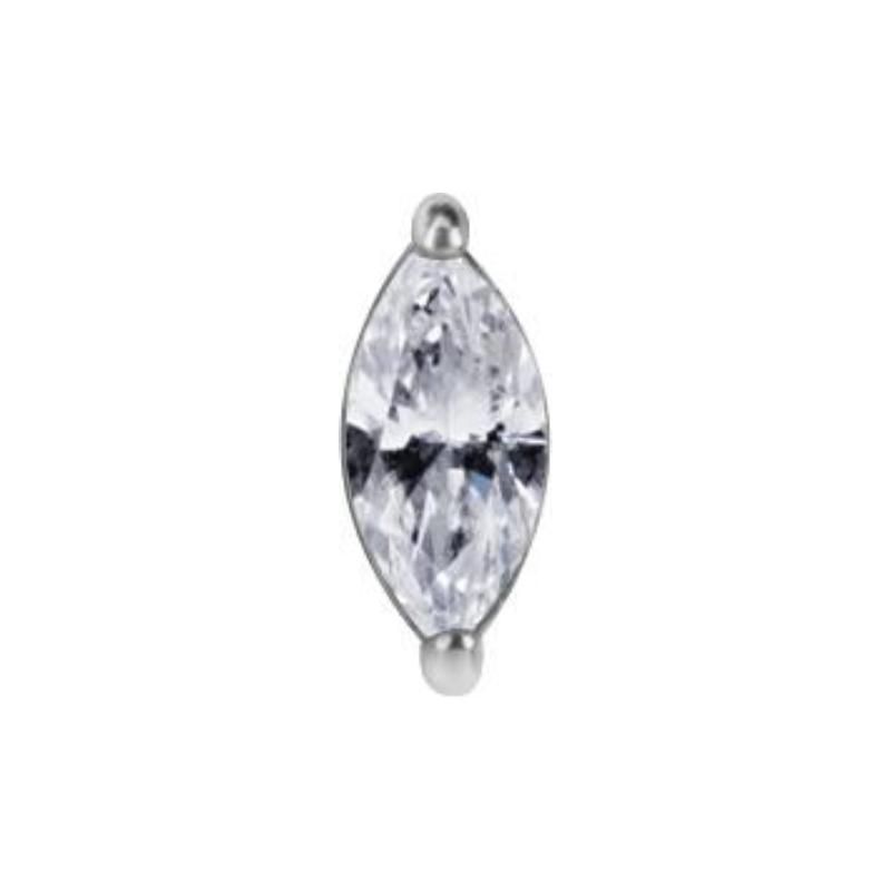 Titanium Threadless Zirconia Marquise Attachment - Silver