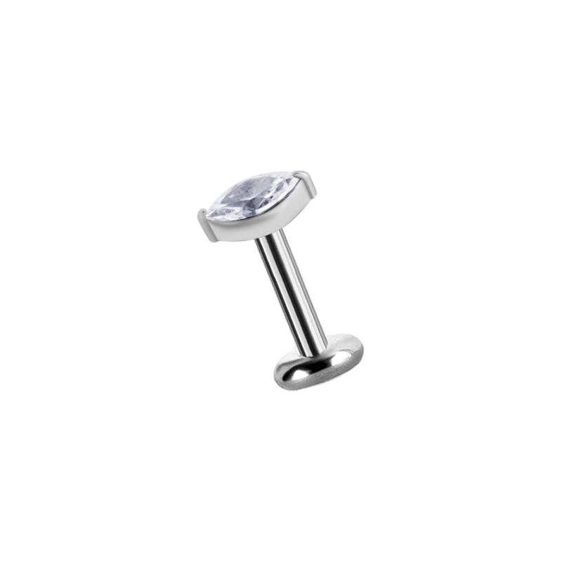 Titanium Threadless Zirconia Marquise Attachment - Silver - Afbeelding 3