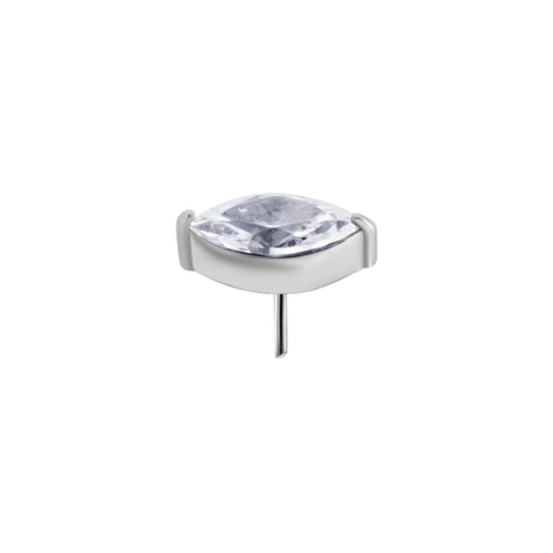 Titanium Threadless Zirconia Marquise Attachment - Silver - Afbeelding 2