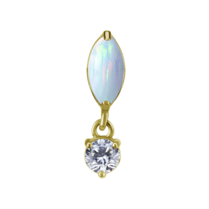 Titanium Threadless Opal Marquise Zirconia Attachment 8mm - Gold