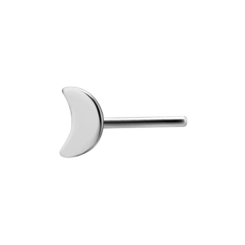 Titanium Threadless Plain Moon Attachment - Silver - Afbeelding 2