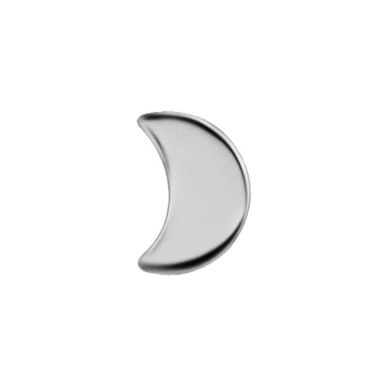Titanium Threadless Plain Moon Attachment - Silver