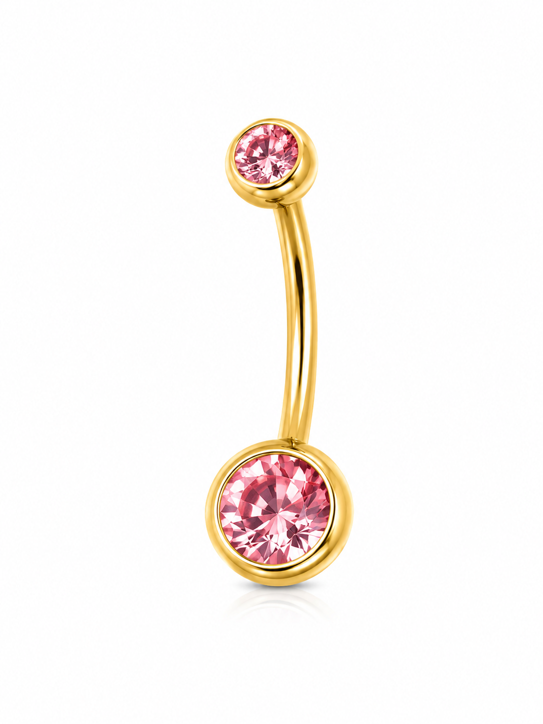 Stainless Steel Internally Threaded Banana Barbell with zicronia - Gold - Afbeelding 7