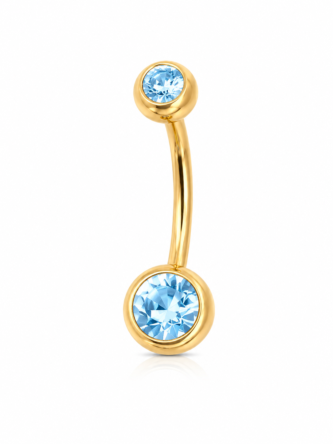 Stainless Steel Internally Threaded Banana Barbell with zicronia - Gold - Afbeelding 4