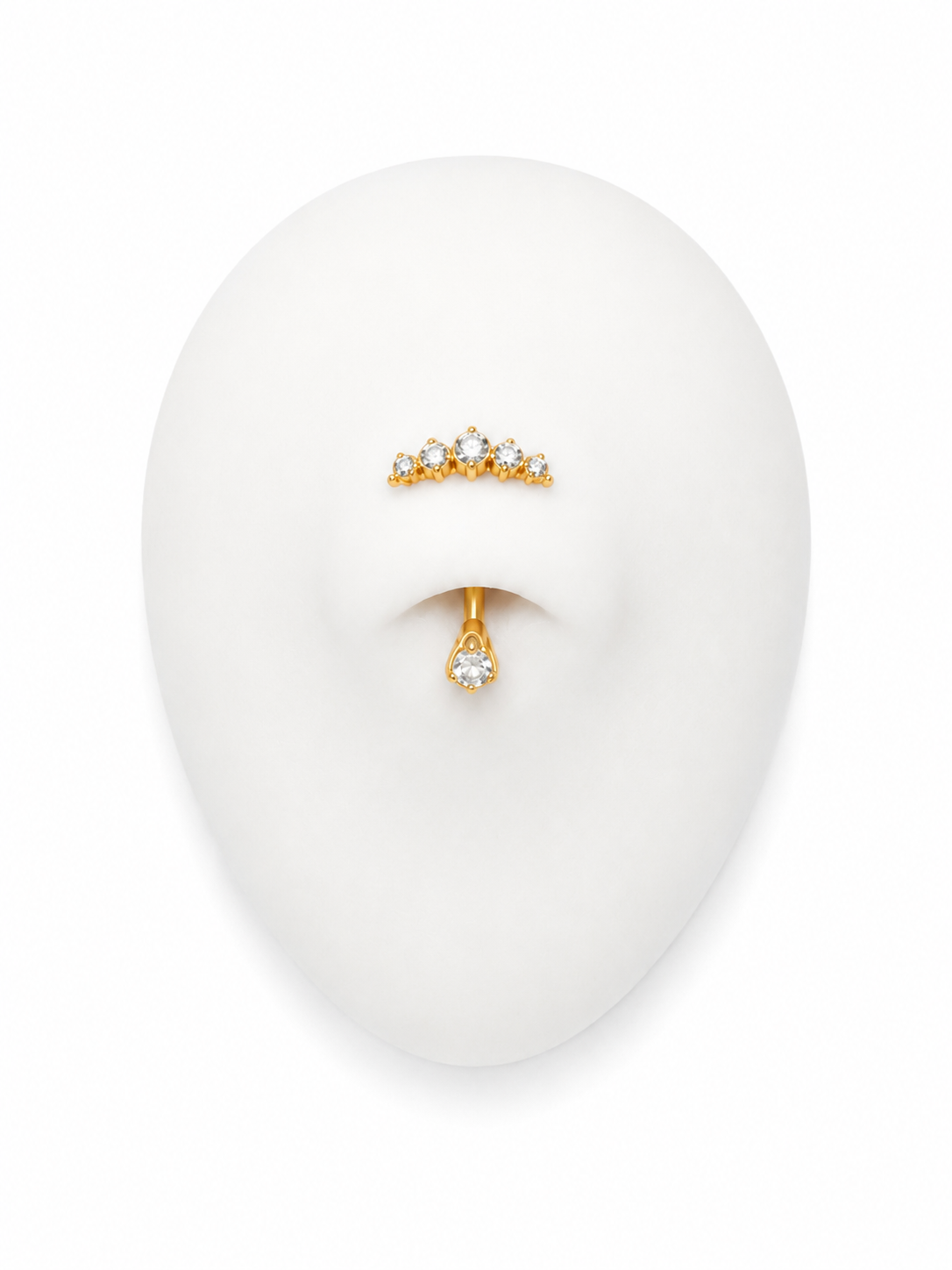 Stainless Steel Externally Threaded Banana Barbell with zicronia Arch - Gold - Afbeelding 3