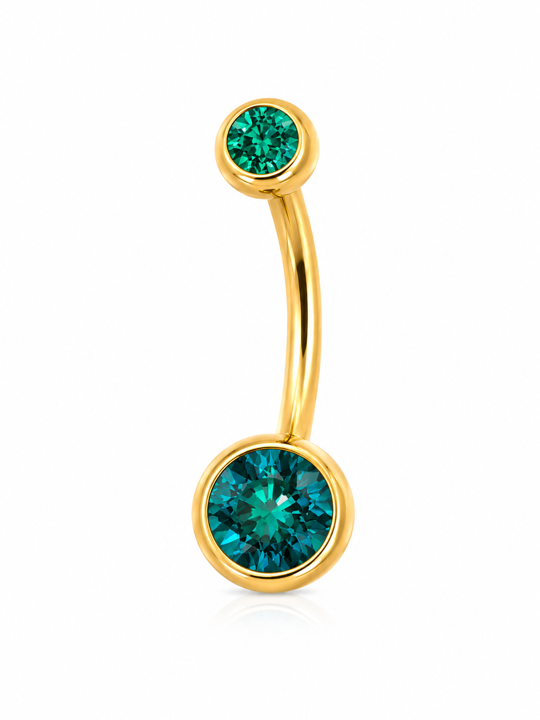 Stainless Steel Internally Threaded Banana Barbell with zicronia - Gold - Afbeelding 5