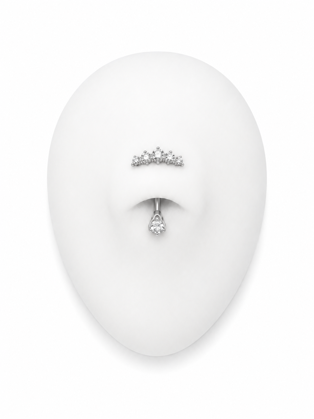 Stainless Steel Externally Threaded Banana Barbell with zicronia Arch - Silver - Afbeelding 3