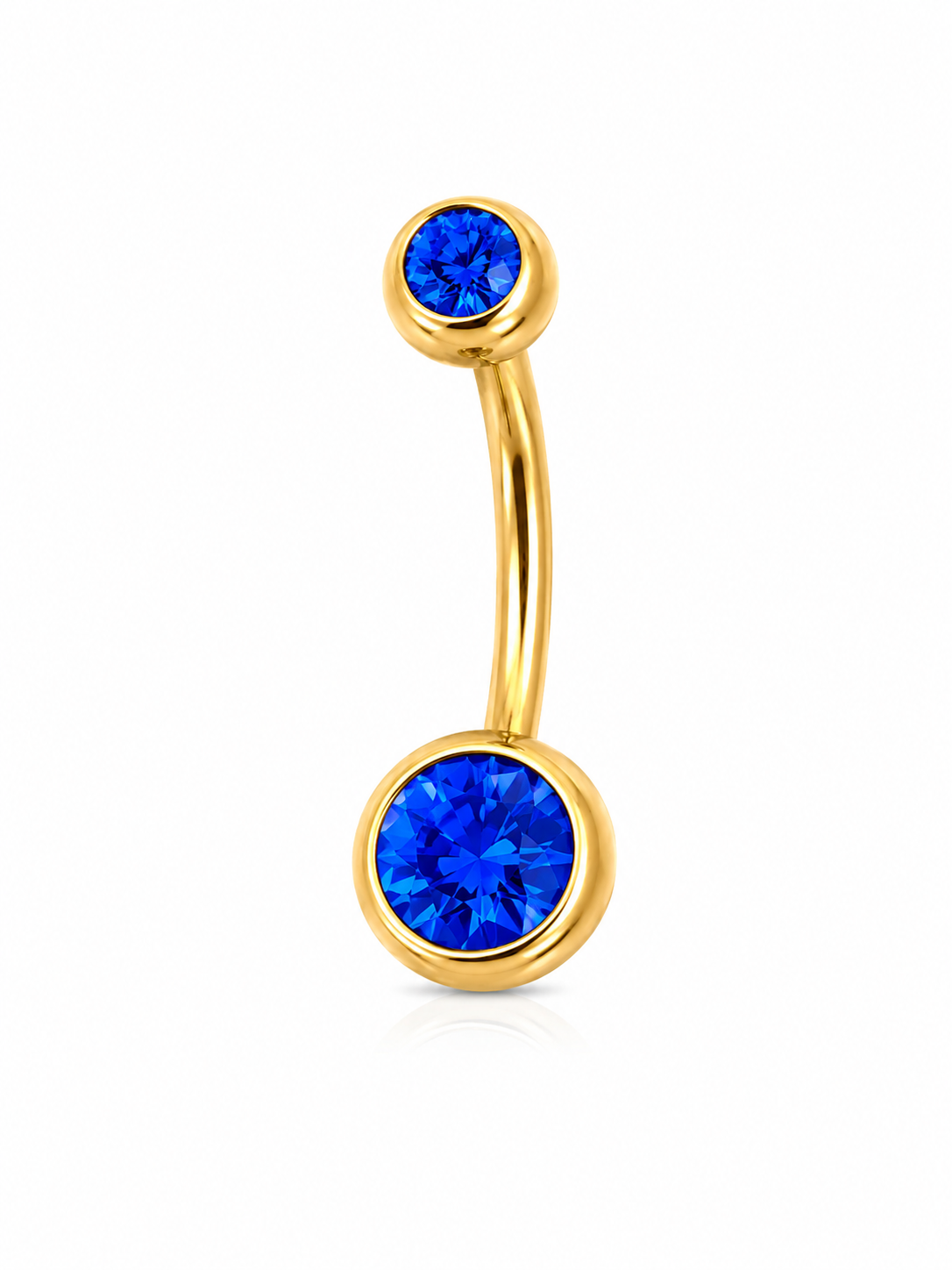 Stainless Steel Internally Threaded Banana Barbell with zicronia - Gold - Afbeelding 3