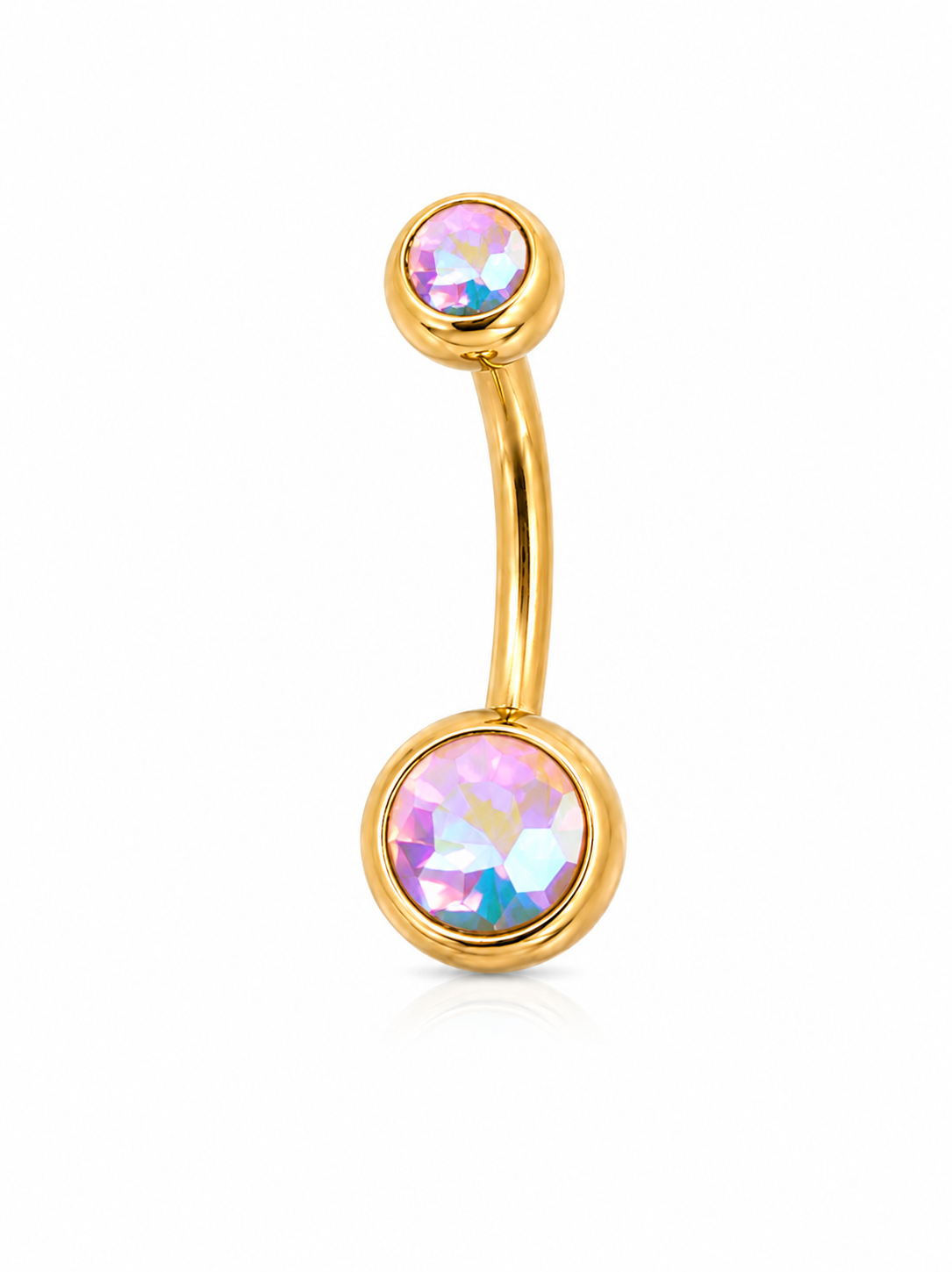 Stainless Steel Internally Threaded Banana Barbell with zicronia - Gold - Afbeelding 2