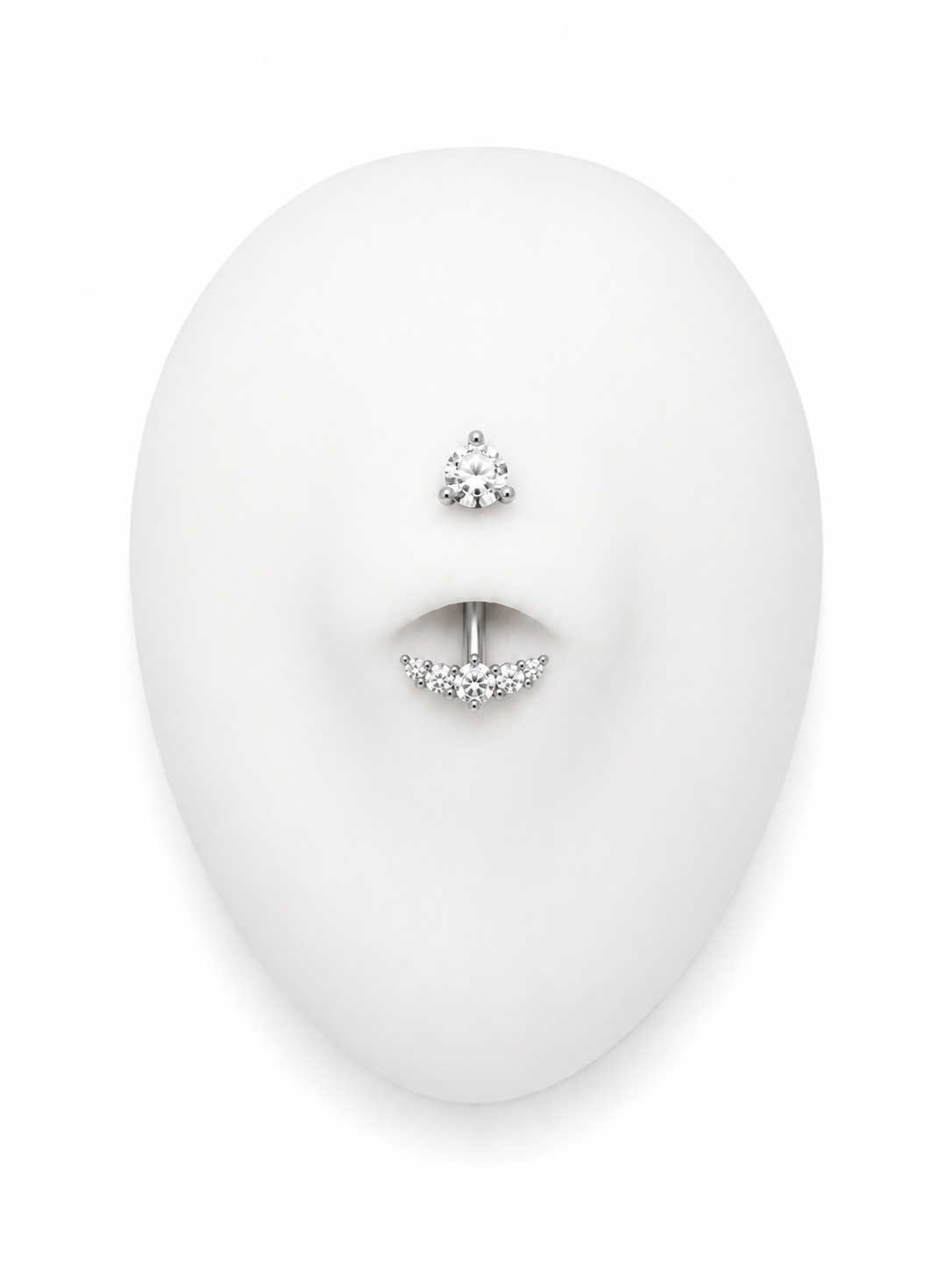 Stainless Steel Externally Threaded Banana Barbell with zicronia Arch - Silver - Afbeelding 2