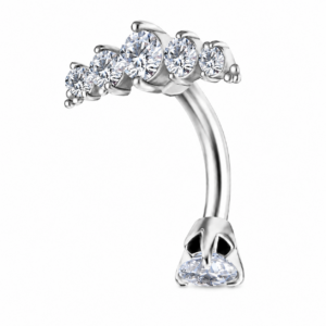Stainless Steel Externally Threaded Banana Barbell with zicronia Arch - Silver