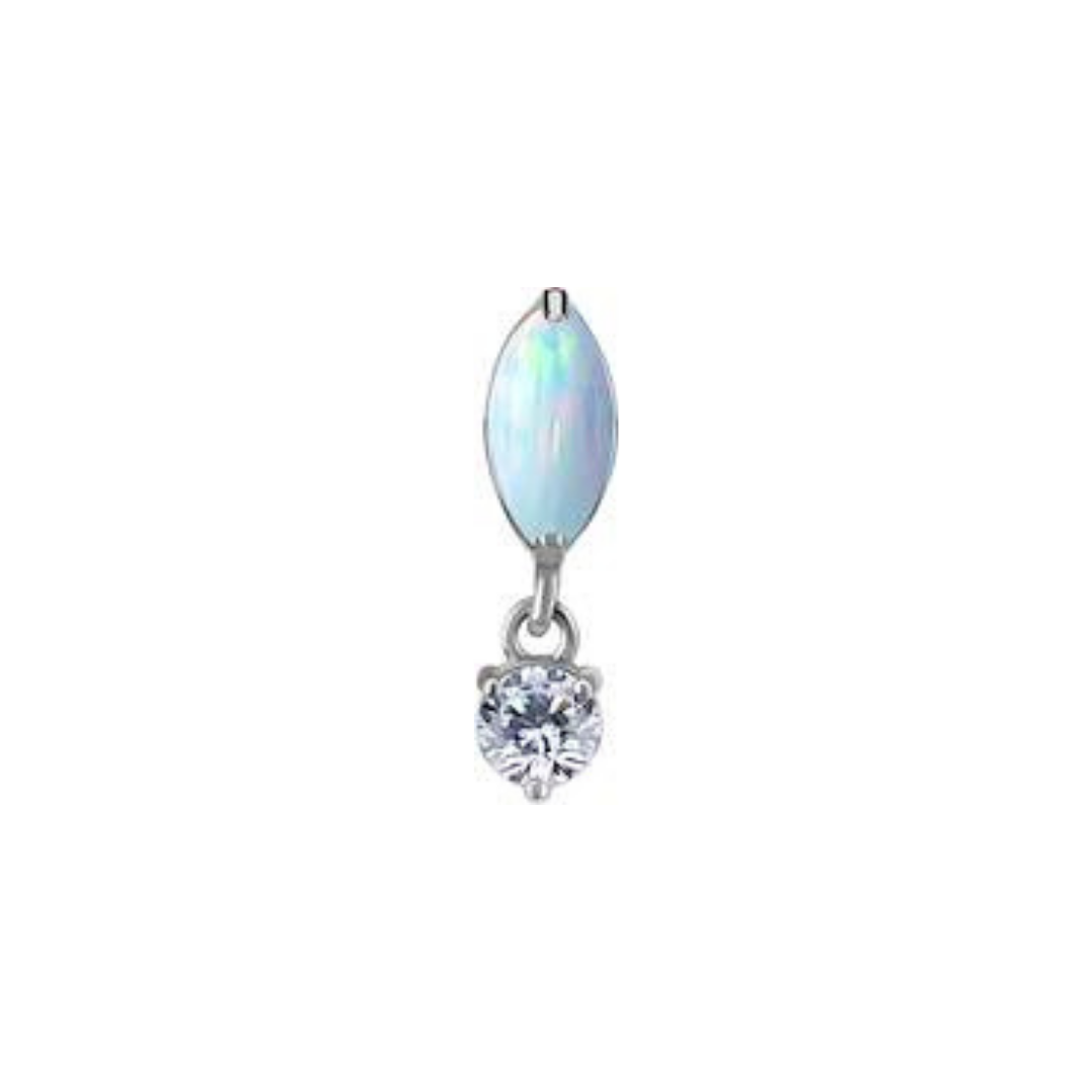 Titanium Threadless Opal Attachment - Silver