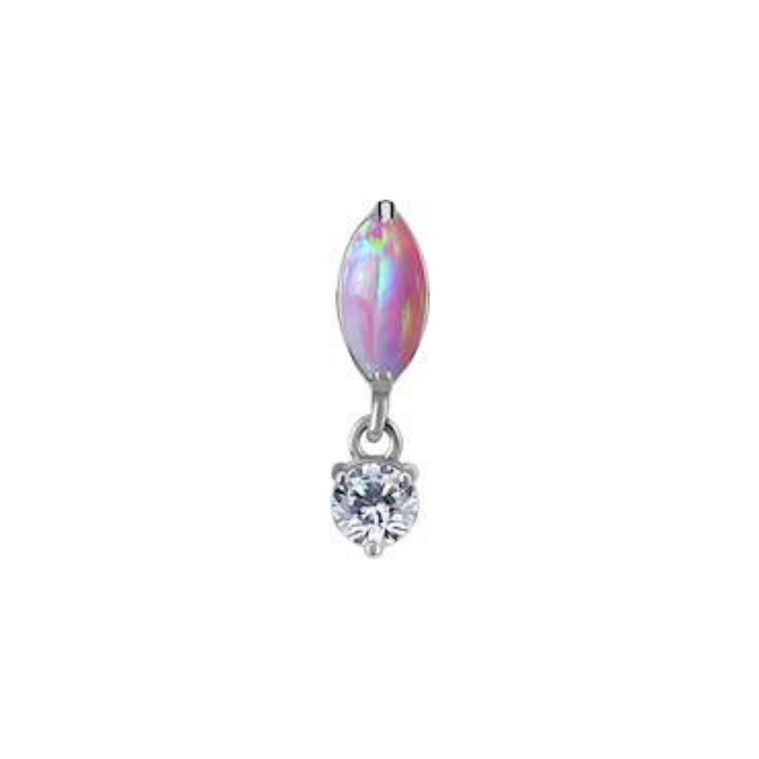 Titanium Threadless Opal Attachment - Silver - Afbeelding 2