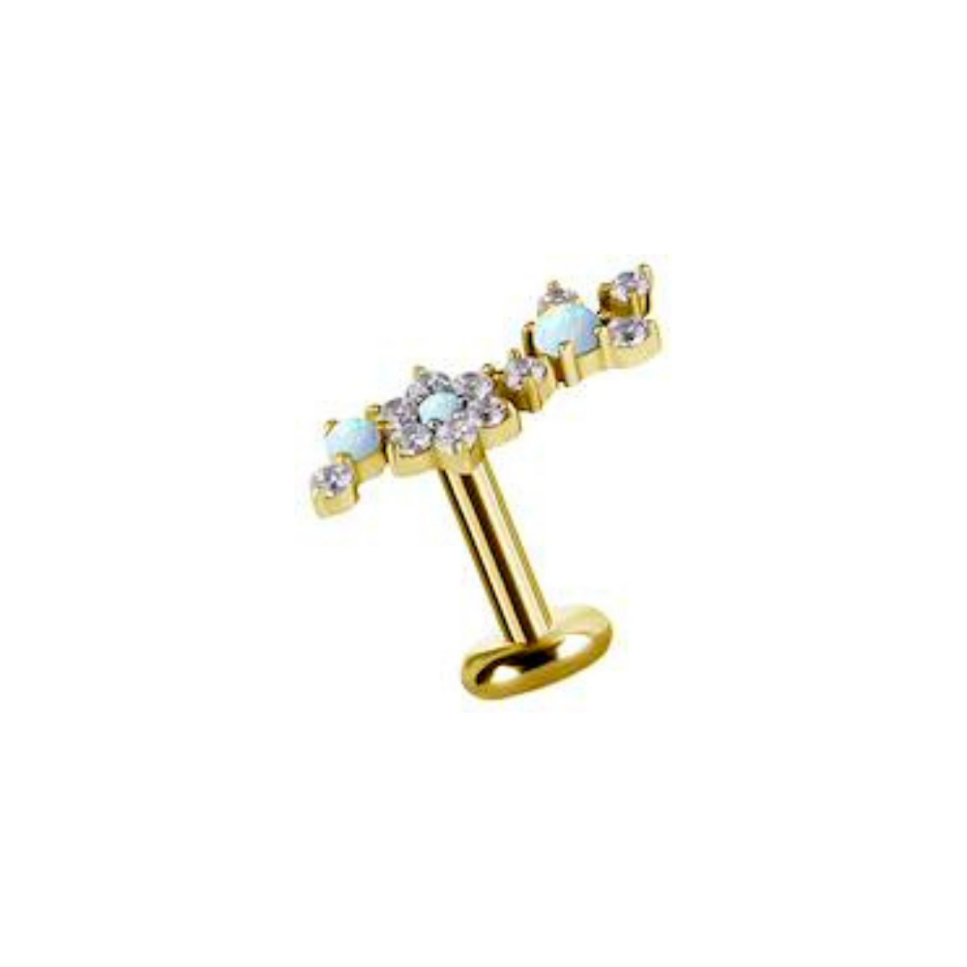 Titanium Threadless Opal Attachment With Zirconia - Gold - Afbeelding 7
