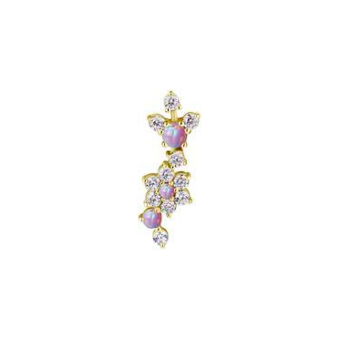 Titanium Threadless Opal Attachment With Zirconia - Gold - Afbeelding 2