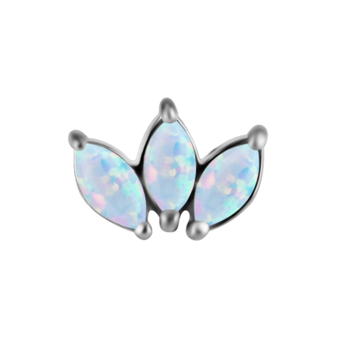 Titanium Threadless Opal Fan Attachment - Silver